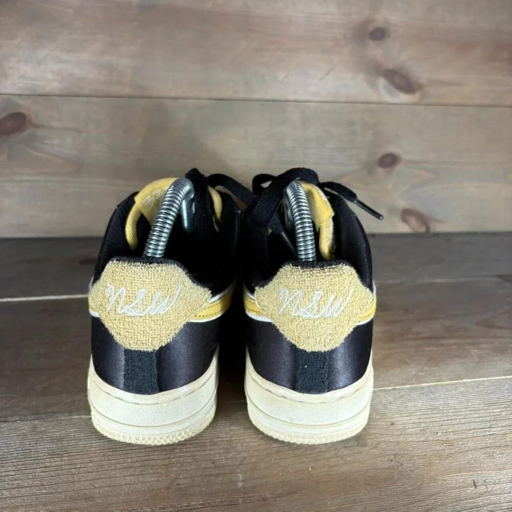 nike air force 1 SE womens size 6.5 shoes black satin lowtop comfort sneakers